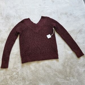 Poof! Deep Red V-Neck Sweater For Junior Girls